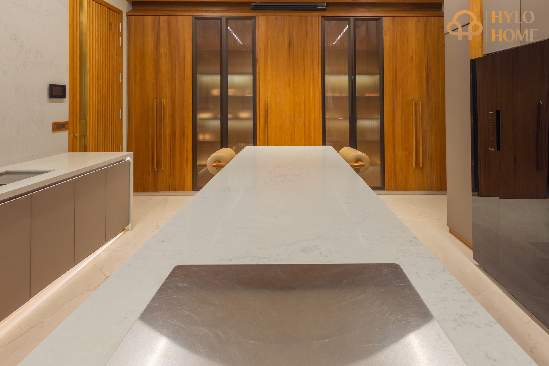 Kitchen with Glass Display Cabinets