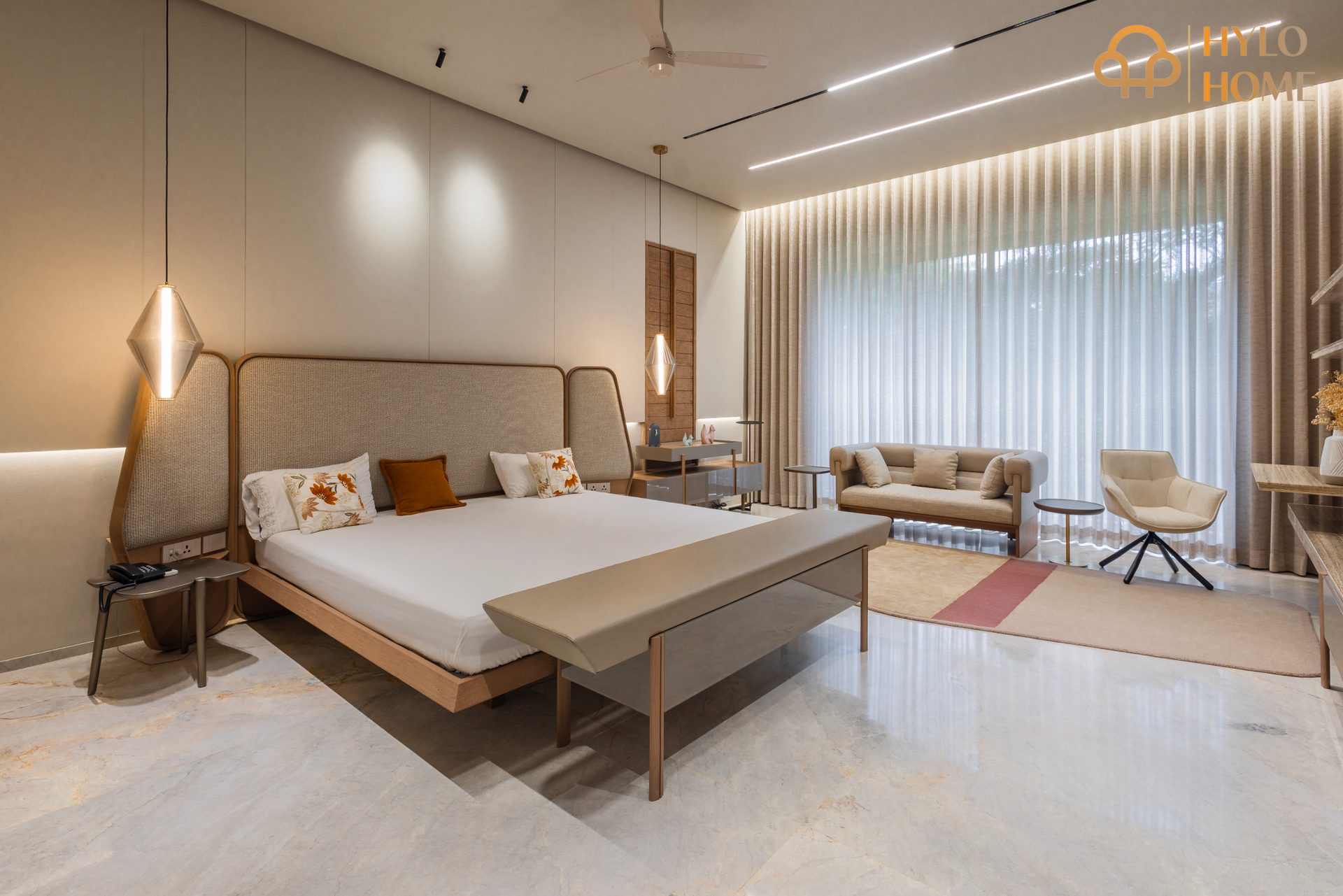 Master Bedroom with Pendant Lights