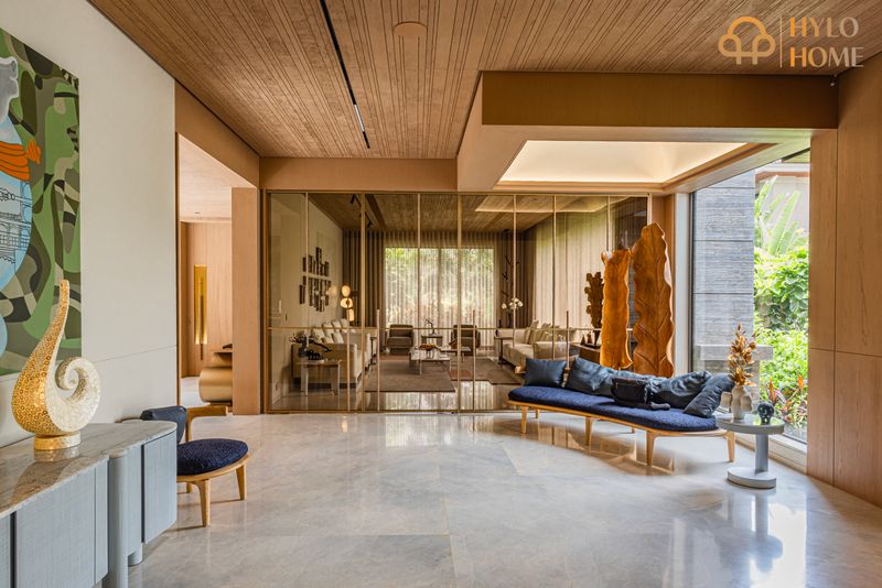 Living Room with Glass Partition